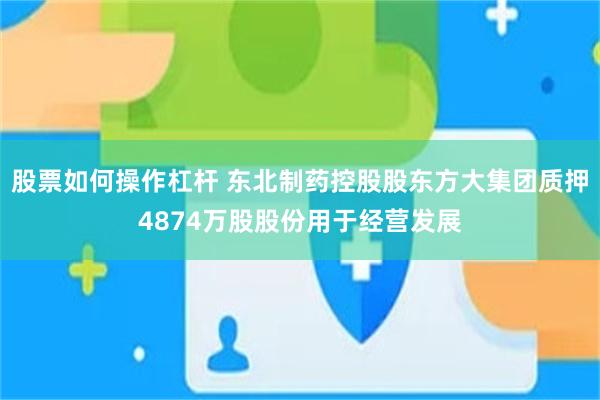 股票如何操作杠杆 东北制药控股股东方大集团质押4874万股股份用于经营发展