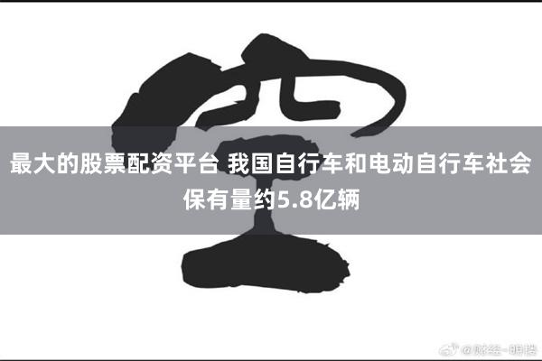 最大的股票配资平台 我国自行车和电动自行车社会保有量约5.8亿辆