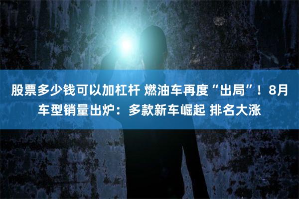 股票多少钱可以加杠杆 燃油车再度“出局”！8月车型销量出炉：多款新车崛起 排名大涨